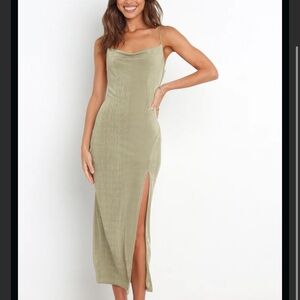 Petal & pup - Green Midi Dress with Side Slit